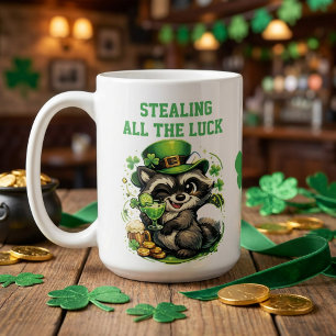 Custom Text Funny Racoon St. Patrick's Day Coffee Mug