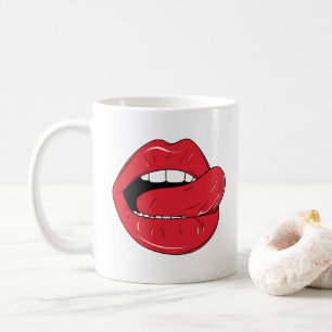Custom Text Funny Red Lips Cartoon Mouth Coffee Mug