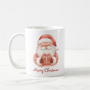 Custom Text Funny Santa Claus With Gift Coffee Mug