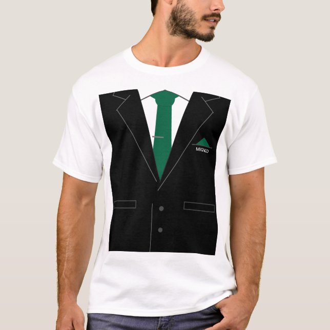 Custom Text Funny T-Shirt Business Suit with Tie (Front)