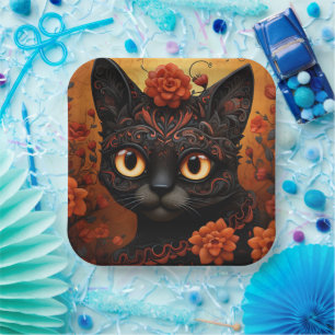 Custom text 💀😺 Gato De Los Muertos Paper Plate