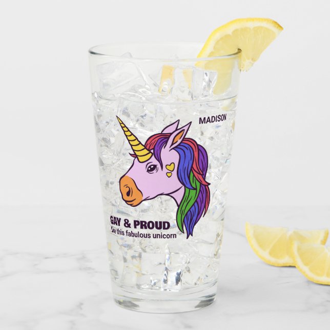 Custom Text Gay Unicorn Glass (Back Ice)