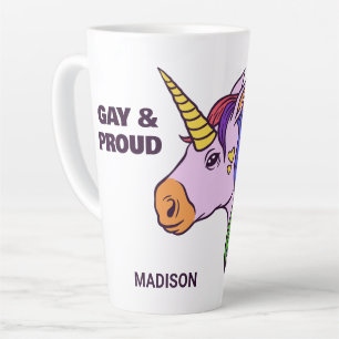 Custom Text Gay Unicorn Latte Mug