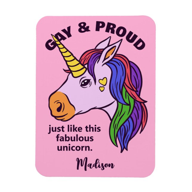 Custom Text Gay Unicorn Magnet (Vertical)