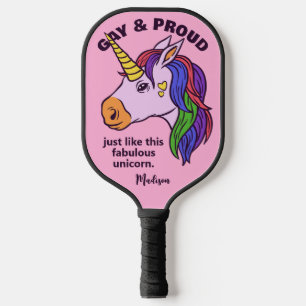 Custom Text Gay Unicorn Pickleball Paddle