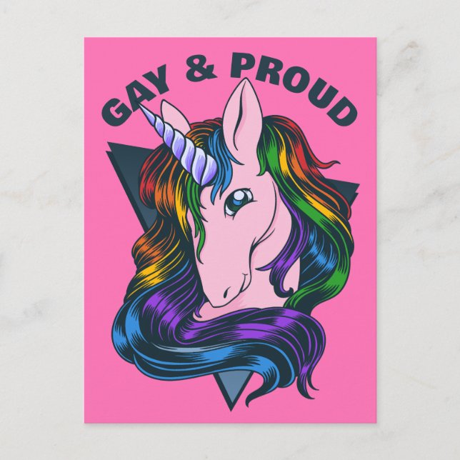 Custom Text Gay Unicorn Postcard (Front)