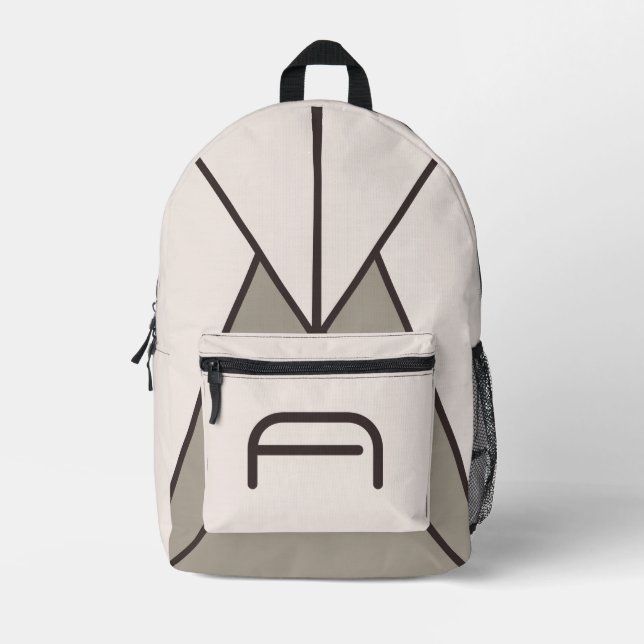 Custom Text Geometric Abstract Powder Mauve Printed Backpack (Front)