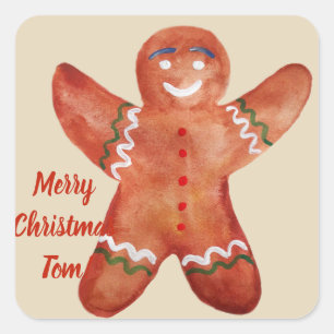 Custom Text Gingerbread Man Sticker
