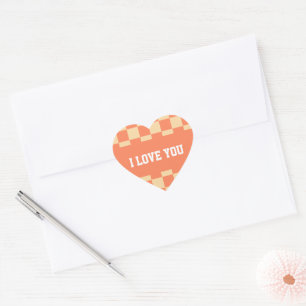 Custom Text Gingham Pattern Heart Sticker
