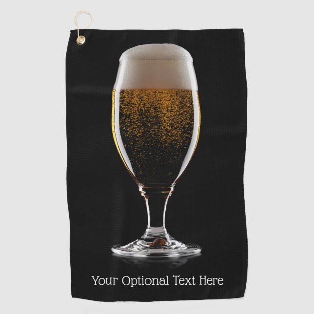 Custom text Glass of Beer Golf Towel (Front)