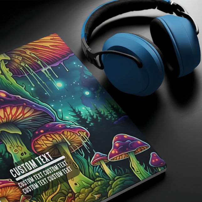 Custom Text Glowing Psychedelic Mushroom Enchanted Mouse Pad (Custom Text Glowing Psychedelic Mushroom Enchanted Mouse Pad)