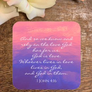 Custom Text God is Love Nature Photo Christian Square Sticker