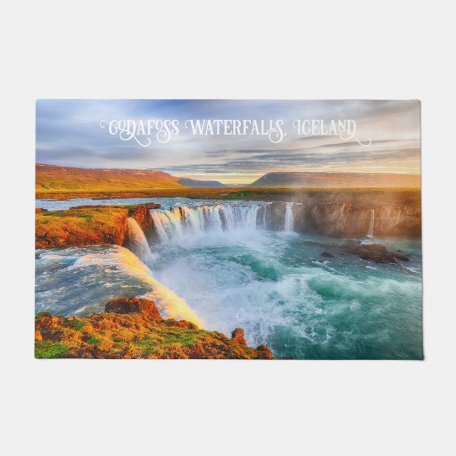 Custom Text Godafoss Waterfalls, Iceland Doormat (Front)