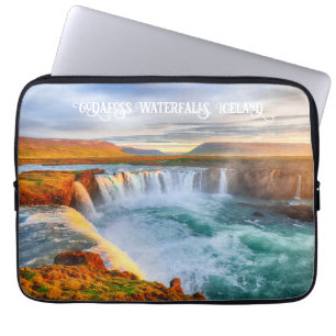 Custom Text Godafoss Waterfalls, Iceland Laptop Sleeve