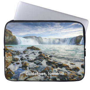 Custom Text Godafoss Waterfalls, Iceland Laptop Sleeve