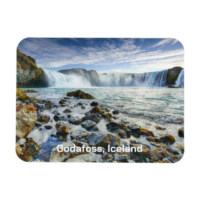 Custom Text Godafoss Waterfalls, Iceland Magnet (Horizontal)