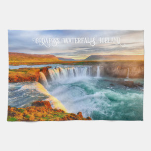 Custom Text Godafoss Waterfalls, Iceland Tea Towel