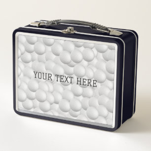 Custom Text Golf Balls Metal Lunch Box