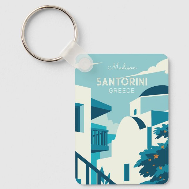Custom Text Greece Key Ring (Front)