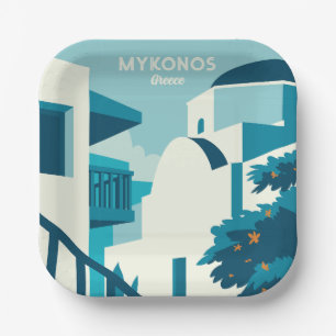 Custom Text Greece Paper Plate