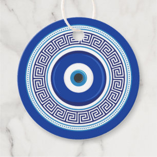 Custom Text Greek Pattern Evil Eye Nazar Favour Tags