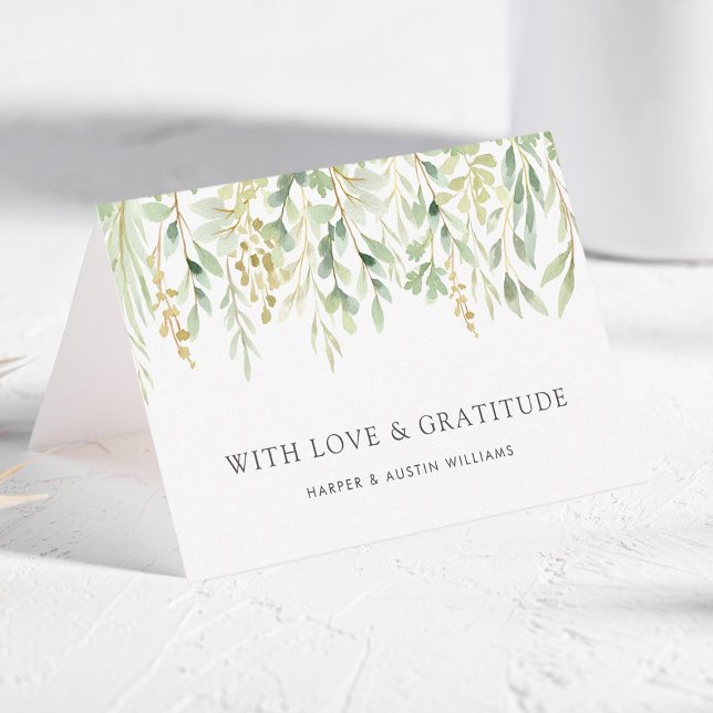 CUSTOM TEXT Green Foliage Botanical Thank You Card (Creator Uploaded)