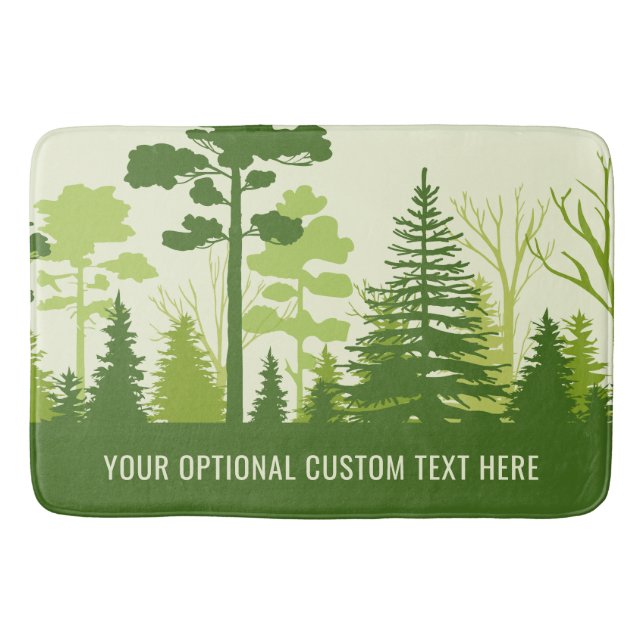 Custom text Green Forest bath mats (Front)