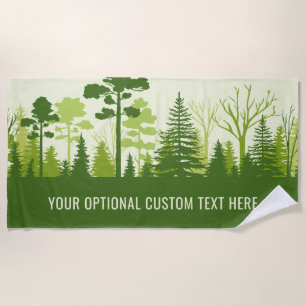 Custom text Green Forest beach towel