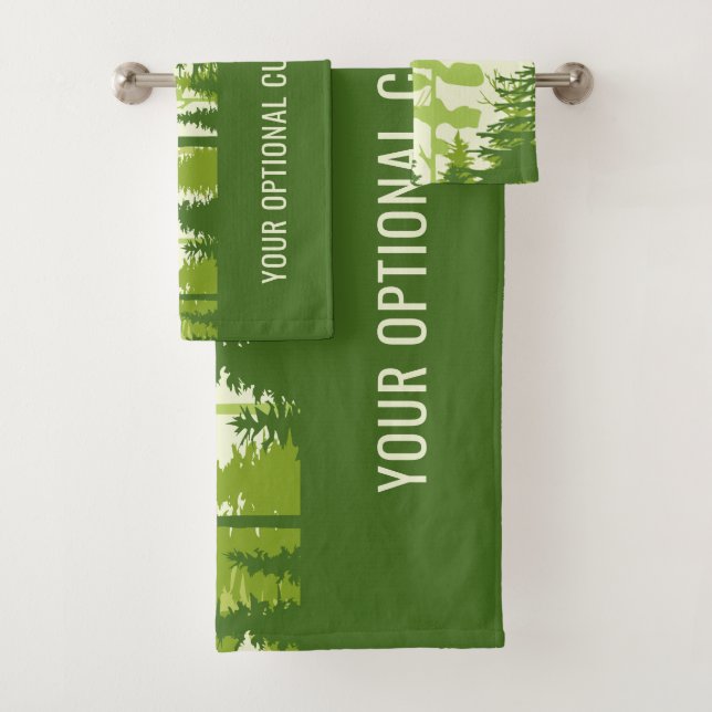 Custom text Green Forest towel set (Insitu)