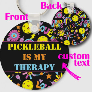  Custom text,  Groovy, retro 90s, black  Key Ring