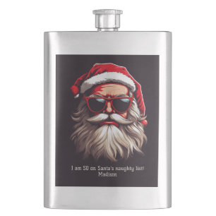Custom Text Grumpy Santa Hip Flask