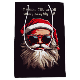 Custom Text Grumpy Santa Medium Gift Bag
