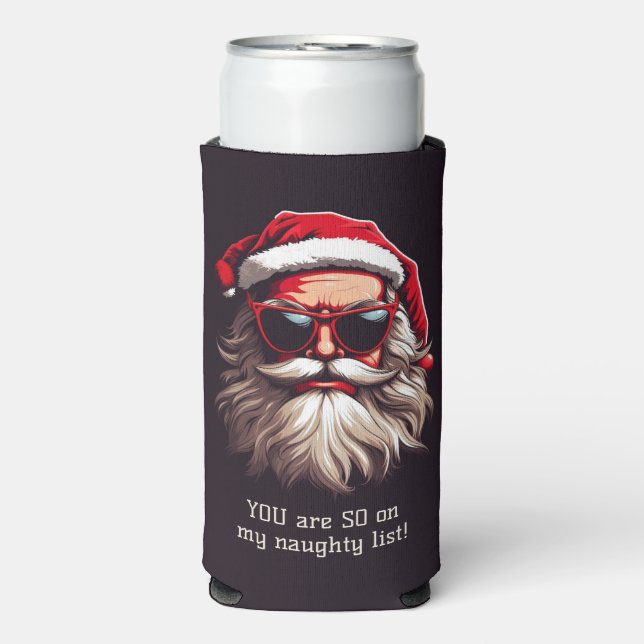 Custom Text Grumpy Santa Seltzer Can Cooler (Seltzer Front)