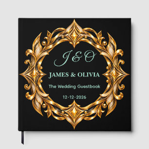 Custom Text Guestbook Size: 12" x 12", Paper: Blac