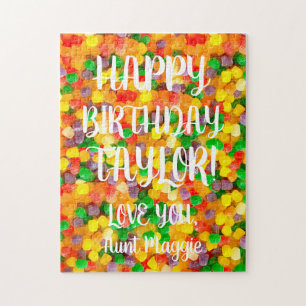 Custom Text Gumdrops Happy Birthday Jigsaw Puzzle