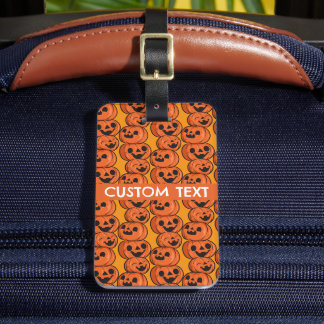 Custom Text Halloween Happy Pumpkins Personalise Luggage Tag