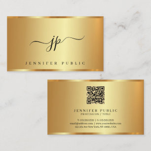 Custom Text Hand Script Monogram Glamour Gold Business Card