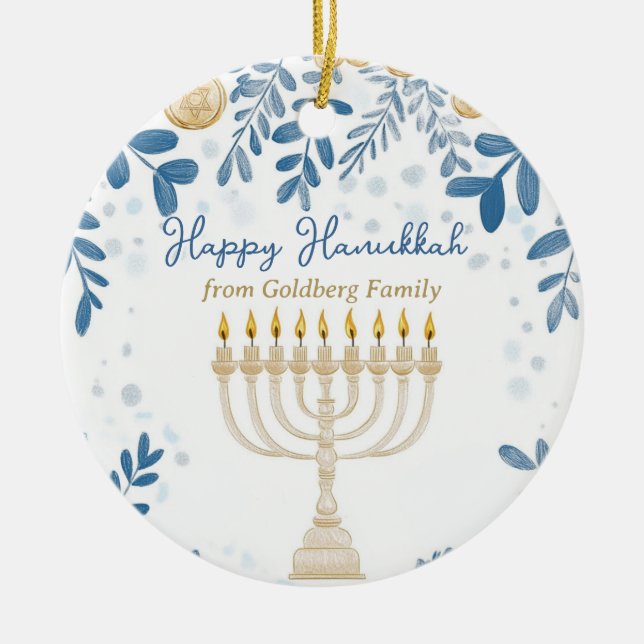 Custom text Hanukkah Harmony Ornament (Front)