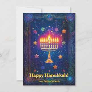 Custom text✡️ Hanukkah Starry Night Shalom Holiday Card