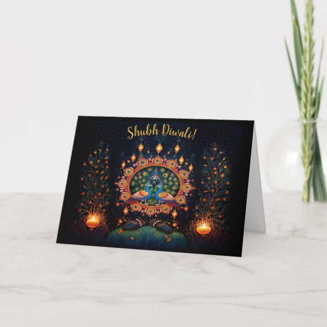 Custom text 🦚🛕🤩 Happy Diwali  Holiday Card (Front)