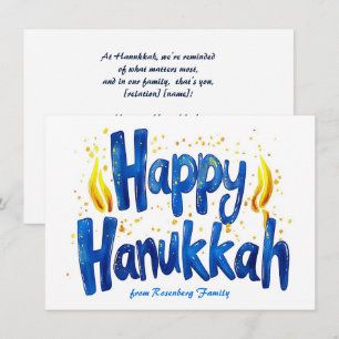 Custom text Happy Hanukkah✡️, Holiday Card