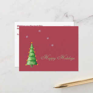 Custom Text Happy Holidays Snowflakes Tree Holiday Postcard
