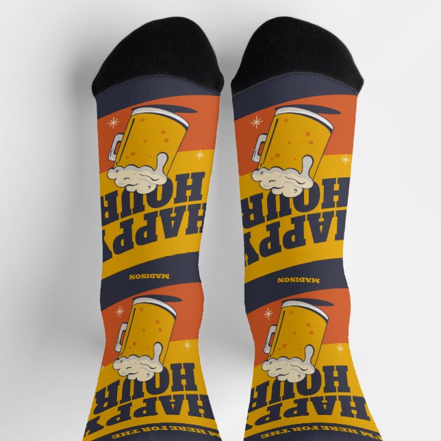 Custom Text Happy Hour Socks (Top)