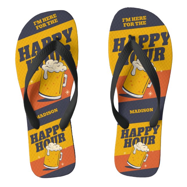 Custom Text Happy Hour Thongs (Footbed)
