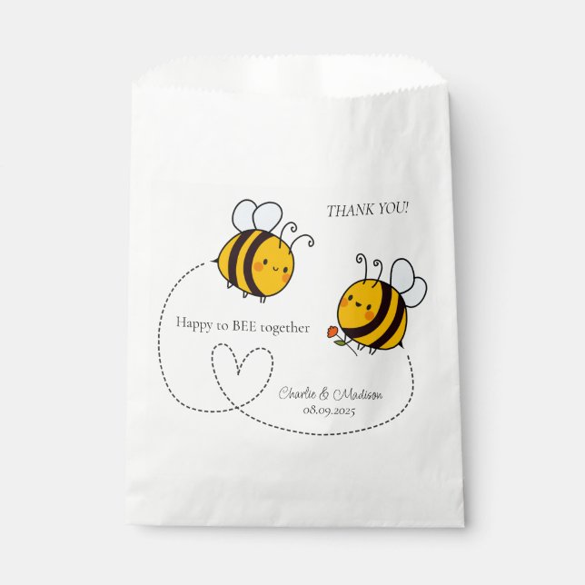 Custom Text Happy Love Bees Favour Bag (Front)