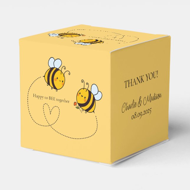 Custom Text Happy Love Bees Favour Box (Back Side)