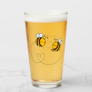 Custom Text Happy Love Bees Glass