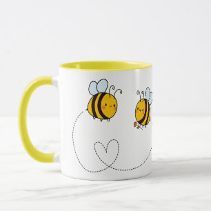 Custom Text Happy Love Bees Mug