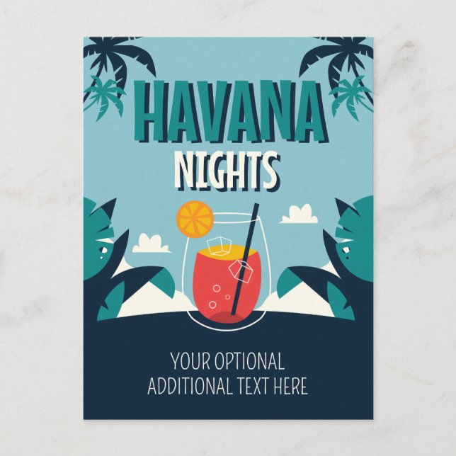 Custom Text "Havana Nights" Postcard (Front)