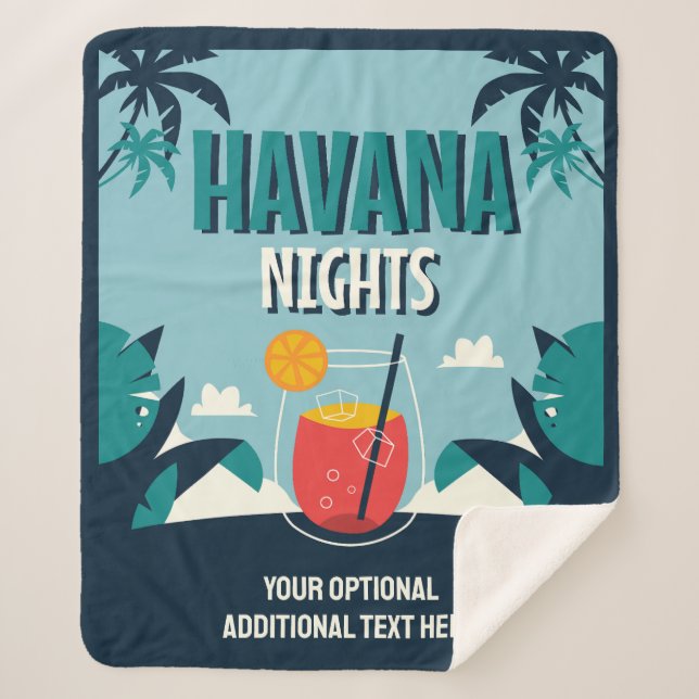 Custom Text "Havana Nights" Sherpa Blanket (Front)